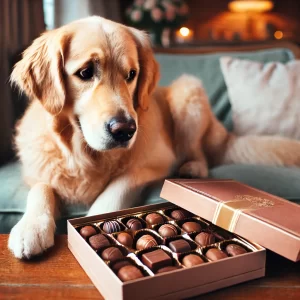 チョコレートと犬の画像