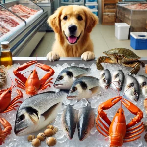 魚介類と犬の画像