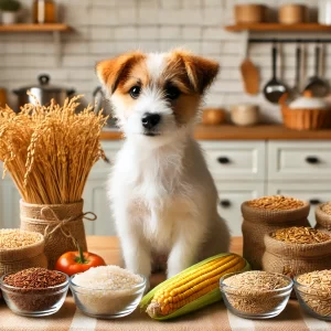 犬と穀類（米、玄米、小麦、とうもろこし、大麦、オーツ麦など）