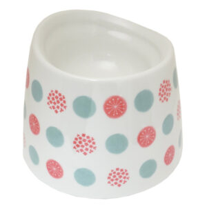 ワンちゃんの高さがある食器 犬用フードボウル SS 水玉柄